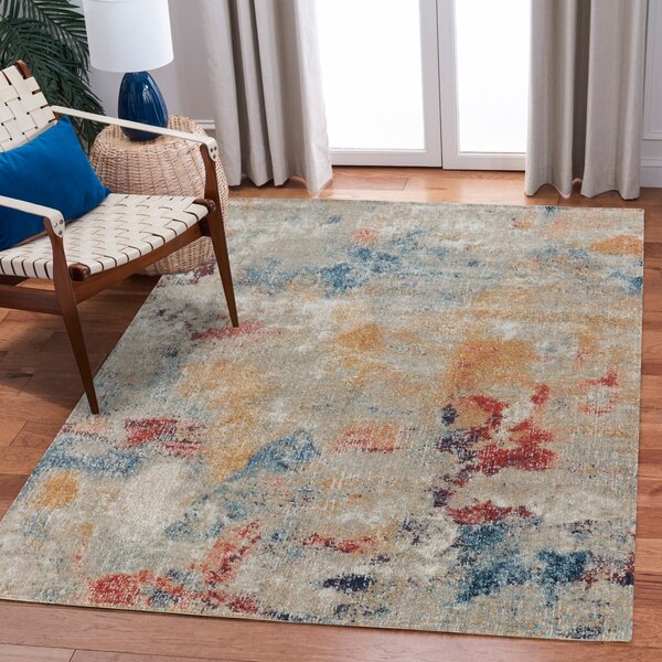 Tapete Em Poliéster 7712 Omega Via Star Amarelo Destonado