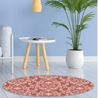 Tapete Emborrachado Oval Arabescos Tons De Rose - 70x90 Cm