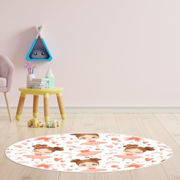 Tapete Emborrachado Oval Bailarina E Acessórios - 70x90 Cm