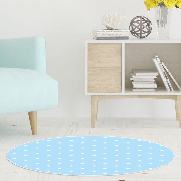 Tapete Emborrachado Oval Bolinhas - 70x90 Cm