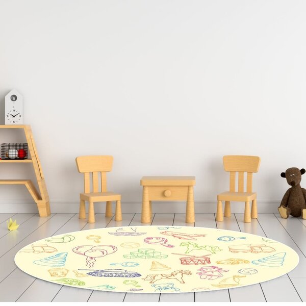 Tapete Emborrachado Oval Brinquedos - 70x90 Cm