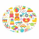 Tapete Emborrachado Oval Brinquedos Coloridos - 70x90 Cm