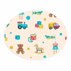 Tapete Emborrachado Oval Brinquedos Diversos - 70x90 Cm