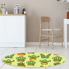 Tapete Emborrachado Oval Cactos Com Florzinhas - 70x90 Cm