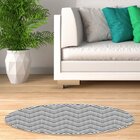 Tapete Emborrachado Oval Chevron Cinza E Preto - 70x90 Cm