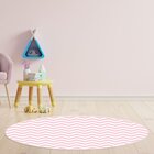 Tapete Emborrachado Oval Chevron Rosa - 70x90 Cm