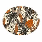 Tapete Emborrachado Oval Costela De Adão E Folhas Laranja - 7