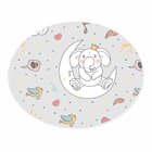 Tapete Emborrachado Oval Elefantinho E Passarinho - 70x90 Cm