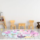 Tapete Emborrachado Oval Flamingos Super Girl - 70x90 Cm