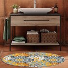 Tapete Emborrachado Oval Flores Diversas - 70x90 Cm