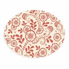 Tapete Emborrachado Oval Flores E Raminhos - 70x90 Cm