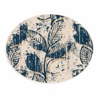 Tapete Emborrachado Oval Folhas Pátina - 70x90 Cm