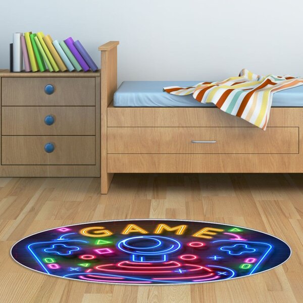 Tapete Emborrachado Oval Game Colorido - 70x90 Cm