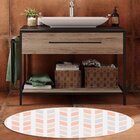 Tapete Emborrachado Oval Geométrico Tons Pasteis - 70x90 Cm