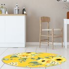 Tapete Emborrachado Oval Girassol - 70x90 Cm