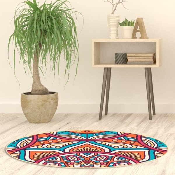Tapete Emborrachado Oval Mandala Colors - 70x90 Cm