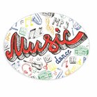 Tapete Emborrachado Oval Music - 70x90 Cm