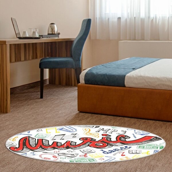 Tapete Emborrachado Oval Music - 70x90 Cm