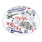 Tapete Emborrachado Oval Music Rock - 70x90 Cm