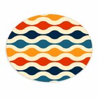 Tapete Emborrachado Oval Ondas Coloridas - 70x90 Cm