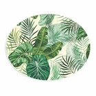 Tapete Emborrachado Oval Palmeira E Costela De Adão - 70x90 Cm