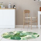 Tapete Emborrachado Oval Palmeira E Costela De Adão - 70x90 Cm