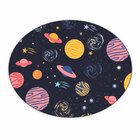 Tapete Emborrachado Oval Planetas - 70x90 Cm