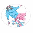 Tapete Emborrachado Oval Skate Feminino- 70x90 Cm