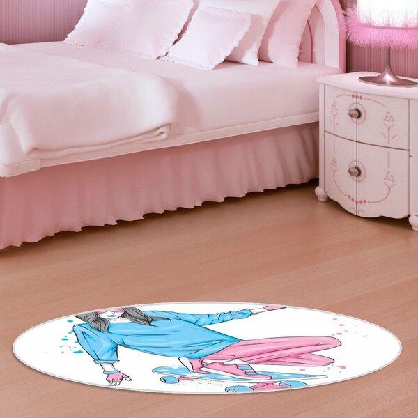 Tapete Emborrachado Oval Skate Feminino- 70x90 Cm