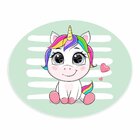 Tapete Emborrachado Oval Verde Infantil Unicórnio - 70x90 Cm