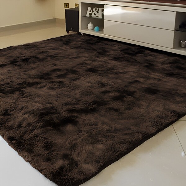 Tapete Fofinho Pelo Longo 2,00m X 1,40m Marrom Mesclado Casen