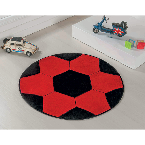 Tapete Formato Bola Pelúcia Menino 1,00m De Diâmetro Antiderr