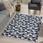 Tapete Geométrico Triangulos 135x200cm Azul - Antiderrapante