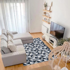 Tapete Geométrico Triangulos 135x250cm Azul - Antiderrapante