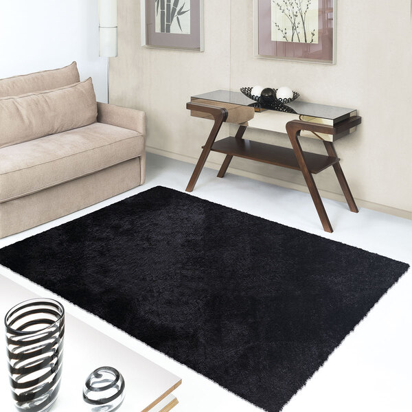 Tapete Grande Pelo Longo Preto Para Sala Ou Quarto Antiderrap