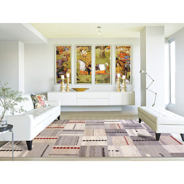 Tapete Indiano Kilim Ikat 3.00x4.00 3023 Bege/marrom Abdalla