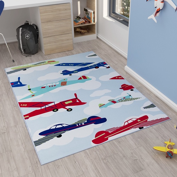 Tapete Infantil Babel 1 40m X 1 00m Antiderrapante Avião