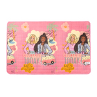 Tapete Infantil Retangular Barbie Fibra Sintética Rosa Interno 0,9x1,4m Jolitex