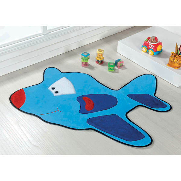Tapete Infantil Bebê Decorativo Avião 98cm X 68cm Antiderrapa