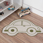Tapete Infantil Natural Formato De Carro Verde 48x79cm