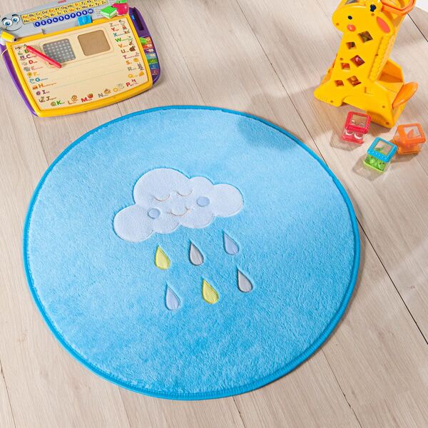 Tapete Infantil Premium Baby Formato Chuva De Benção Azul Tur