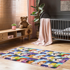 Tapete Infantil Retangular Princesa Fibra Sintética Multicolorido Interno 0,9x1m Jolitex