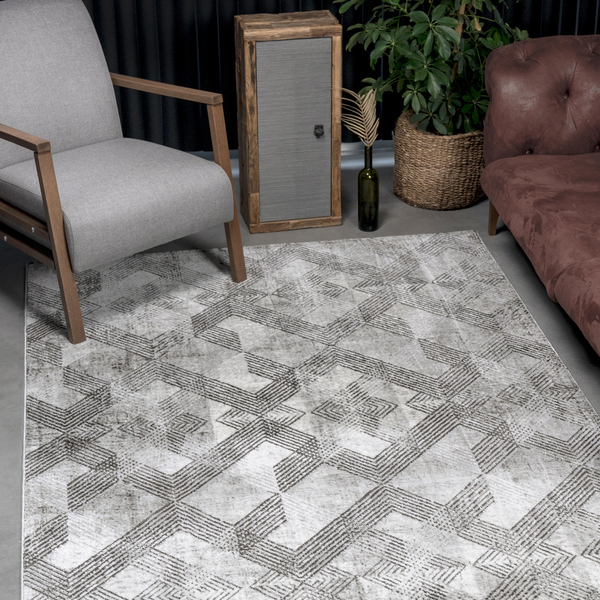 Tapete Istambul 01 200x250 - Bege E Cinza - Edantex