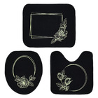 Tapete Jogo De Banheiro Preto Antiderrapante Kit 3 Peças Rosa