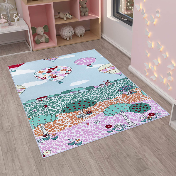 Tapete Kids Emborrachado Quarto Criança - Balão - 100% Poliéster ...