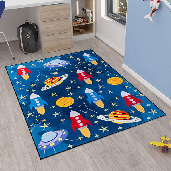 Tapete Kids Emborrachado Quarto Criança - Galaxia - 100% Poli