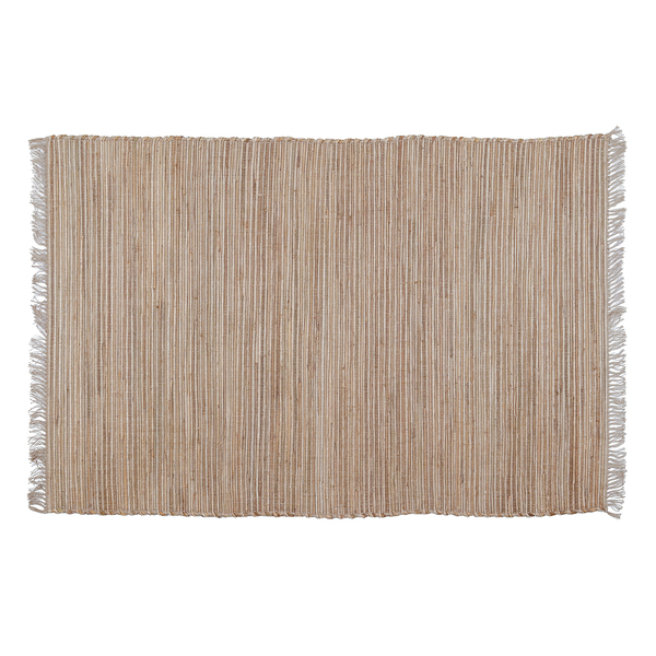Tapete Listrado Retangular Juta Bege Áreas Internas 1,4x2m Via Star