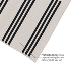 Tapete Listrado Retangular Via Star Algodão Bege e Preto Interno 1,5x2m