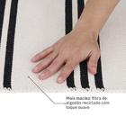 Tapete Listrado Retangular Via Star Algodão Bege e Preto Interno 1,5x2m