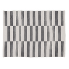 Tapete Listrado Retangular Via Star Algodão Bege e Preto Interno 1,5x2m